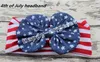 10st Kvinnor / Baby USA sjunker knuten bronzing båge Turban Twist Hair Band Flower 4th of July Headband Head Wrap Stripe Stars Headwrap FD6549