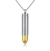 Men's Stainless Steel Bullet Pendant Keepsake Cremation Urn Pendant Necklace Free Ball Chain Included