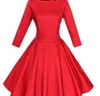 Wholesale-2016 Women Pinup Vintage 50s Retro Rockabilly Club Dress Plus Size Party Dresses Long Three Quarter Sleeve Black Ball Gown Dress