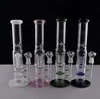 Cor de vidro de vidro bong fumar cachimbos petrolíferos catcher de gelo bongs dois função bubbler lata para plataforma de tabaco e dab