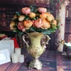 Großhandel - Künstliche gefälschte Pfingstrose, Seidenblumen, 12 Köpfe, Blumen, Brautblumenarrangement, Zuhause, Hochzeit, Tisch, Party, Dekoration, Flores Artificiales