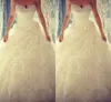 2015 Primavera con cuentas Cristales Vestidos de novia Volantes Volantes Flor hecha a mano Organza Vestidos de novia Cariño Vestido de bola Elegante vestido de novia