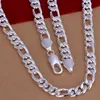 Toppkvalitet 925 Sterling Silver Plated Figaro Chain Necklace 10mmx24inches Fashion Men's Smycken Lågt pris Gratis Frakt