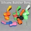 Tubo per l'acqua in silicone dal design unico Tubo per l'acqua per fumatori Tubo per bolle bong Tubi per sigarette riutilizzabili con ciotola in vetro Bong per bolle in silicone