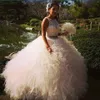 Two Pieces Quinceanera Dresses Lace Crop Top Beaded Crystals Cascading Ruffles Fluffy Sweet 16 Quinceanera Gowns Floor Length Party Dress