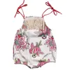 Baby Clothes Summer Toddler Spädbarn Baby Girl Romper SleAlveless Flower Romper Belt Tassel Jumpsuit Outfits Sunsuit Beach Kläder Toppkvalitet
