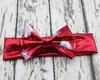 Новые девушки младенец Xmas Metallic Head Wrap аксессуар для волос PU BOWKNOT бронзируя Тюрбан Twist Мягкого узла кроличьих ушек лука эластичного оголовье FD6570