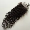 Malaysiska våta och vågiga hår Silkbasstängning med buntar obearbetat 8a Human Hair Weaves Virgin Hair Deep Wave With Silk Top CL2430