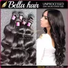 8 ~ 30inch 100 % 버진 직물 인도의 인간의 머리카락 묶음 자연 색상 바디 웨이브 확장 Bellahair