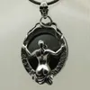 sexy woman mirror reflection 316L stainless steel biker pendant necklace