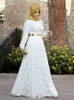 Modest Muçulmano Turco hijab estilo de moda Rendas Vestidos de Noite Bonito Árabe mulheres robe Manga Longa Com Sash Party Ocasião Vestidos