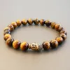 SN0241 Nieuwe Mala Armband Goud Zilver Boeddha Armband Stretchy Beaded Armband Mannen Boeddha Tiger Eye Armbanden Gratis Verzending