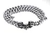 Högkvalitativ Punk Silver Heavy 145g 22 '' Män Födelsedagspresent Gothic Rostfritt Stål Curb Link-Kedjan Halsband med Biker Karakteristisk Skull