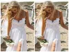 Split Avondjurken Fancy Beach Trouwjurk Spaghetti Backless Wit Ivory Kant Bruidsjurk Wit Ivory Kant Bruidsjurk Avondjurken