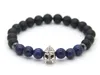 Nouveau Design 8mm Mat Agate Lapis Lazuli Perles avec Guerrier Romain Casque Bracelet De Mode Spartan Bijoux pour Hommes Cadeau