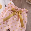 かわいい子供服生物の赤ちゃん女の子の服のヘッドバンドのウサギのロンパー水玉模様のズボンズボン3本の幼児の衣装子供服セット0-18m