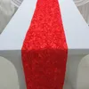 10 SZTUK MOQ: 35 cm * 260 cm Elegance Satin Rosette Table Runner do użytku ślubu