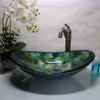 Bathroom tempered glass sink handcraft counter top boat-shaped basin wash basins cloakroom shampoo vessel sink HX017