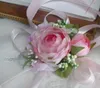 Vermelho Branco Roxo Rosa Azul Flor De Pulso De Casamento Feitas À Mão Artificial Rose Bouquet Da Noiva Da Dama De Honra De Noiva Acessórios de Decoração BF01