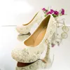 New Arrival Summer Rhinestone Wedding Shoes Bride Pearl Crystal Dress Shoes Handcraft Ivory High Heel Platforms Prom Party Shoes Size 45