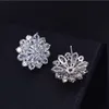 Vecalon Weibliche Blume Ohrringe Kristall Diamant 925 Sterling Silber Party Hochzeit Ohrstecker für Frauen Edlen Schmuck