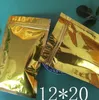 100pcs lot 12 20cm Cheap Whole Golden Zipper Lock metallic Aluminum Foil Zip lock Bags gold bags packaging pouch 255a