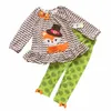 Halloween clothes Brand New 28T Girl RE Brand Cute Fox Cartoon Blouse and Green Pants 2 Pieces Suit7510512