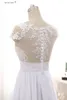 Fairy Chiffon Wedding Dresses Sexy Illusion Sheer with Applique Sweep Train Sexy Bridal Gowns Plus Size Vestido de novia Garden Style