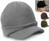 Unisex toppade randen stickad visor manschett mössor hatt vinter varm ull virkning hattar utomhus skid snö caps286k