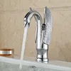 Hele en winkels luxe solide messing badkamersbekken Swan -stijl ijdelheid gootsteen mixer tap dek gemonteerd en koude mixer5881587