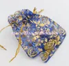 8colors 9X12cm Gold Rose Design Organza Jewelry Pouches Bags Candy Bag GB038 Hot sell
