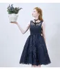 Yeni Kısa Diz Boyu Gelinlik Modelleri Kepçe Boyun Ile Güzel Kaliteli Tül Aplike Nedime Abiye Parti Elbise Bir Çizgi