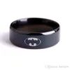 Edelstahlringe Cool Black Ring hochglanzpolierter 316L Titanstahl Fingerringe Herren Jungen Modeschmuck Größe 7-12 für Batman Herrenring