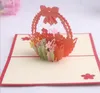 10pcs 바구니 꽃 ​​손수 Kirigami 종이 접기 3D 팝업 인사말 카드 초대장 엽서 생일 웨딩 파티 선물