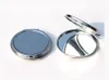Nouveau argent rond métalblank poche mince miroir compact bricolage cadeau d'anniversaire de mariage # m0832