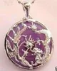 Nice violet jade dragon phoenix pendant necklace #209
