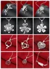 Mix Style 5pcs/lote 925 Colar de prata Cristal Centro Lanterna Bambu Crisântemo Plum Flum Blossom Clover Charm Charm