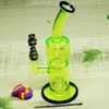 Fluorescerende groene glazen bongs rookwaterpijp met domeloze titanium nagel voor tabak en olievertuig 18,8 mm jiont gratis verzending