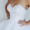 Lace Ball Gown Wedding Dresses Strapless Puffy Tulle Bridal Dresses Beaded Church Wedding Bridal Gowns Sweetheart Robe De Mariage Plus Size