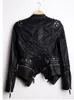 Wholesale-New Womens Punk Spike Studded Shoulder PU Leather Jacket Zipper Coat PIUS Size S-4XL