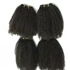 Barato Brasileira Malaio Mongolian Indiano Virgem Cabelo Wefts Afro Crespo Encaracolado Cabelo Tece Extensão Do Cabelo Humano 4 Bundles Lote