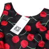 도매 - Acevog 브랜드 우수한 60의 여성 빈티지 스윙 드레스 숙녀 달콤한 체리 여름 민소매 튜닉 드레스 벨트 XXL 무료 배송