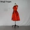 Mingli Tengda Mancha Vermelha Vestidos Dama de Honra Curto Bateau Pescoço Bordado Vestido de Festa de Casamento Custom Made Elegante Júnior Dama de Honra Vestidos