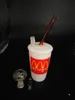 Tubo de água de vidro branco do McDonald's