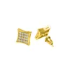 Ny CZ Stone Earrinig Crystal Stud Örhängen Koppar Material Guldfärg Kvadratisk Örhängen Kvinnor Mode Hip Hop Smycken