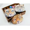 Spedizione gratuita mini cool testa di animale borsa a forma di portafoglio portamonete portamonete burse con cerniera stampa tigre / leopardo / leone YC2017