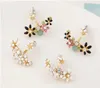 2015 Fashion Korean Gold Crystal Stud Earrings Bijoux Women Earrings Flower boucle d'oreille Fashion Jewelry Women Accessories