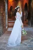 V Neck Mermaid Wedding Dress Long Sleeves Vintage Lace Button Back Country Garden Bridal Dresses Sweep Train Custom Made