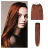Partihandel --5A 14 "-24" 1G/S 100G/PACK 33# Dark Auburn Indian Remy Human Loop Hair Micro Ring Hair Extensions DHL Free Shpping