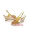 Goldene Strass-Keil-Hochzeitsschuhe, ausgeschnittene Sandalen für Bräute, High-Heel-Slingback, 8 cm, klobiger Absatz, Kristalle, Schuhe für Damen, Peep-Toe-Slipper